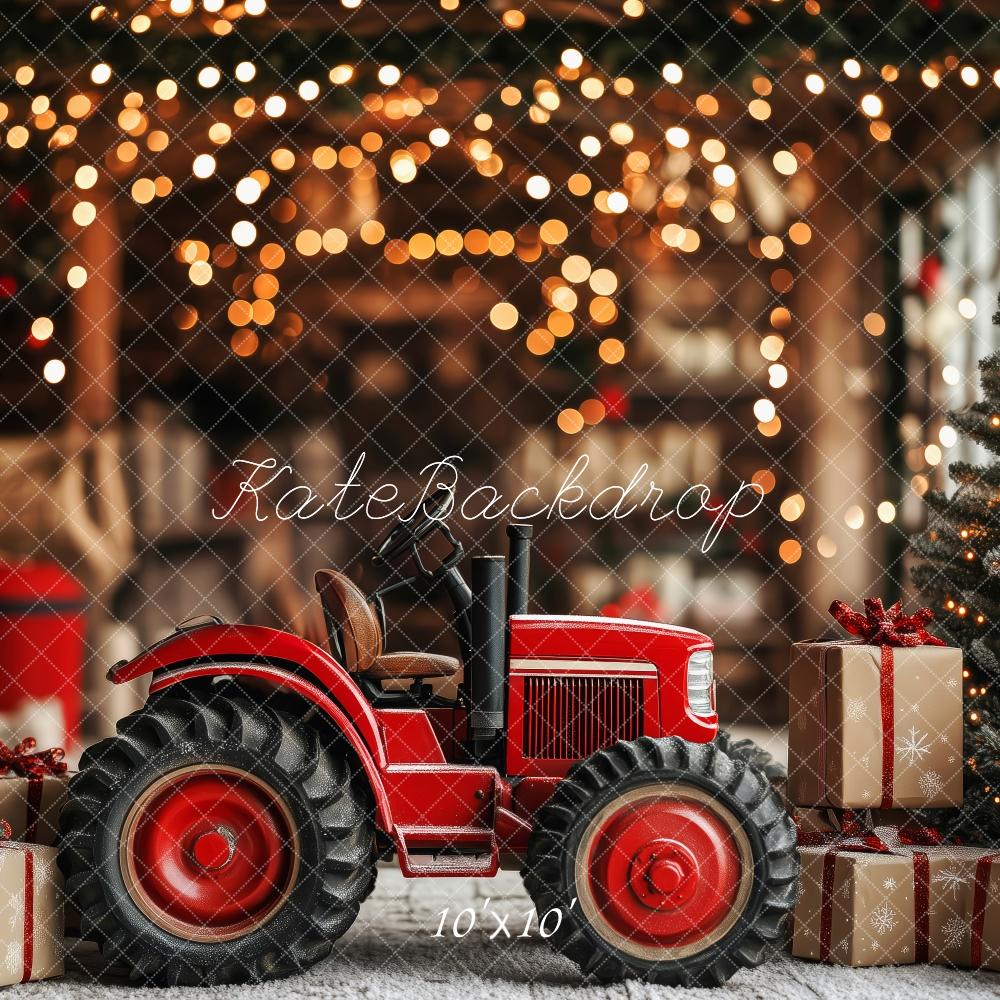 Kate Christmas Tractor Gift Lights Backdrop Designed by Patty Roberts