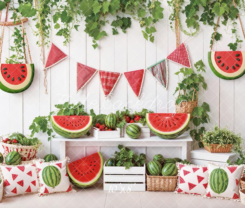 Kate Summer Watermelon Picnic Bunting Backdrop Designed by Emetselch