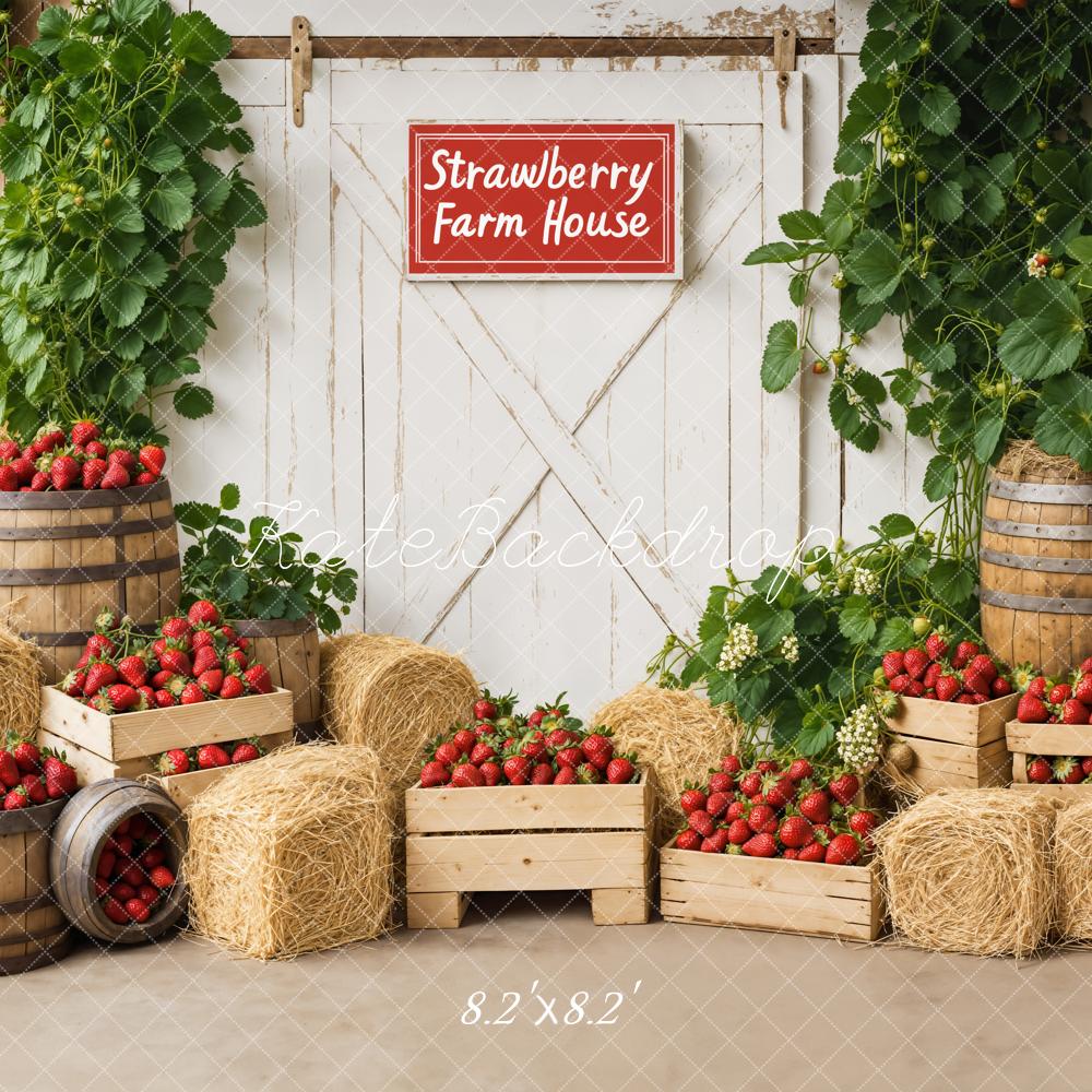 Fattoria di Fragole Rustica Sfondo con Balloni di Fieno Designed by Kate Image