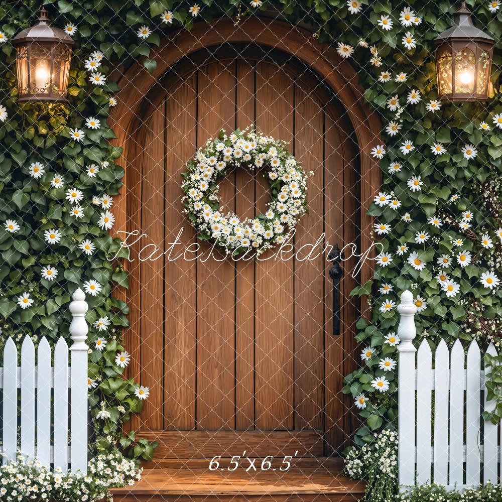 Kate Spring Ivy Floral Wood Door Wreath Backdrop Designed by Emetselch