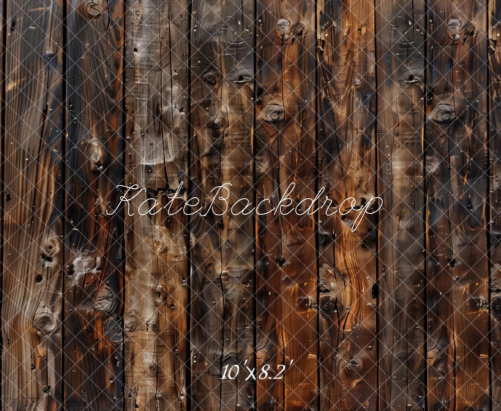 Kate Dark Burnt Wood Plank Floor Backdrop Designed by Patty Roberts