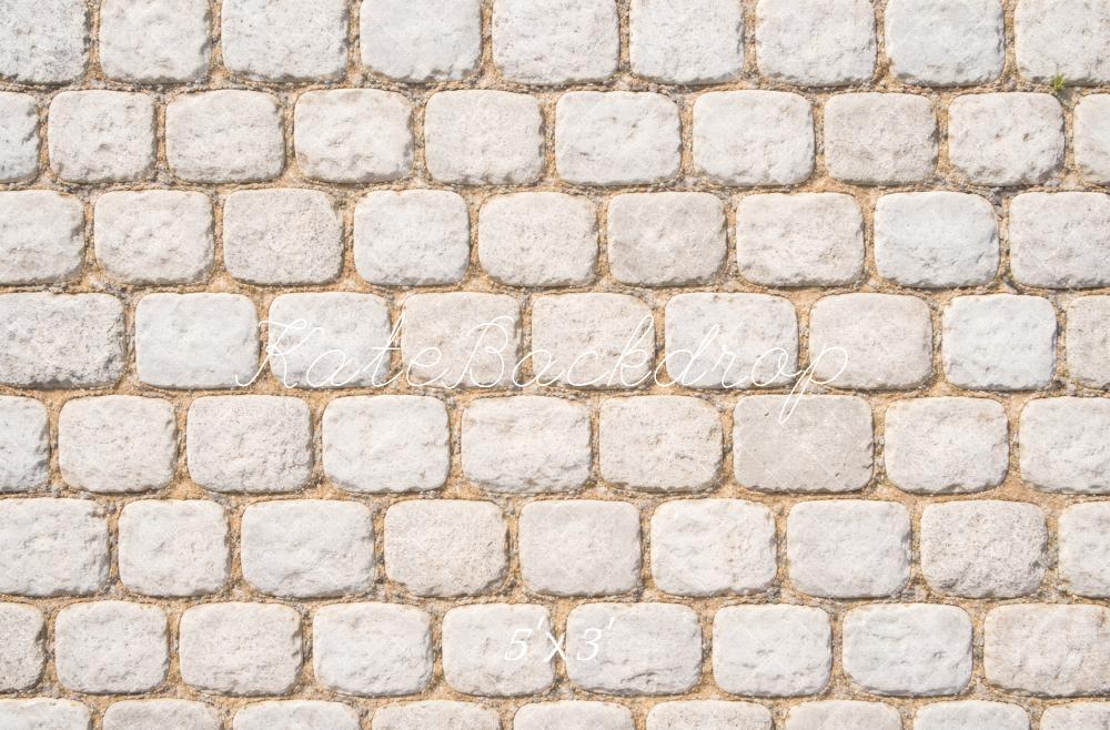 Kate White Cobblestone Wall Printed Backdrop Designed by Vertigo Productions