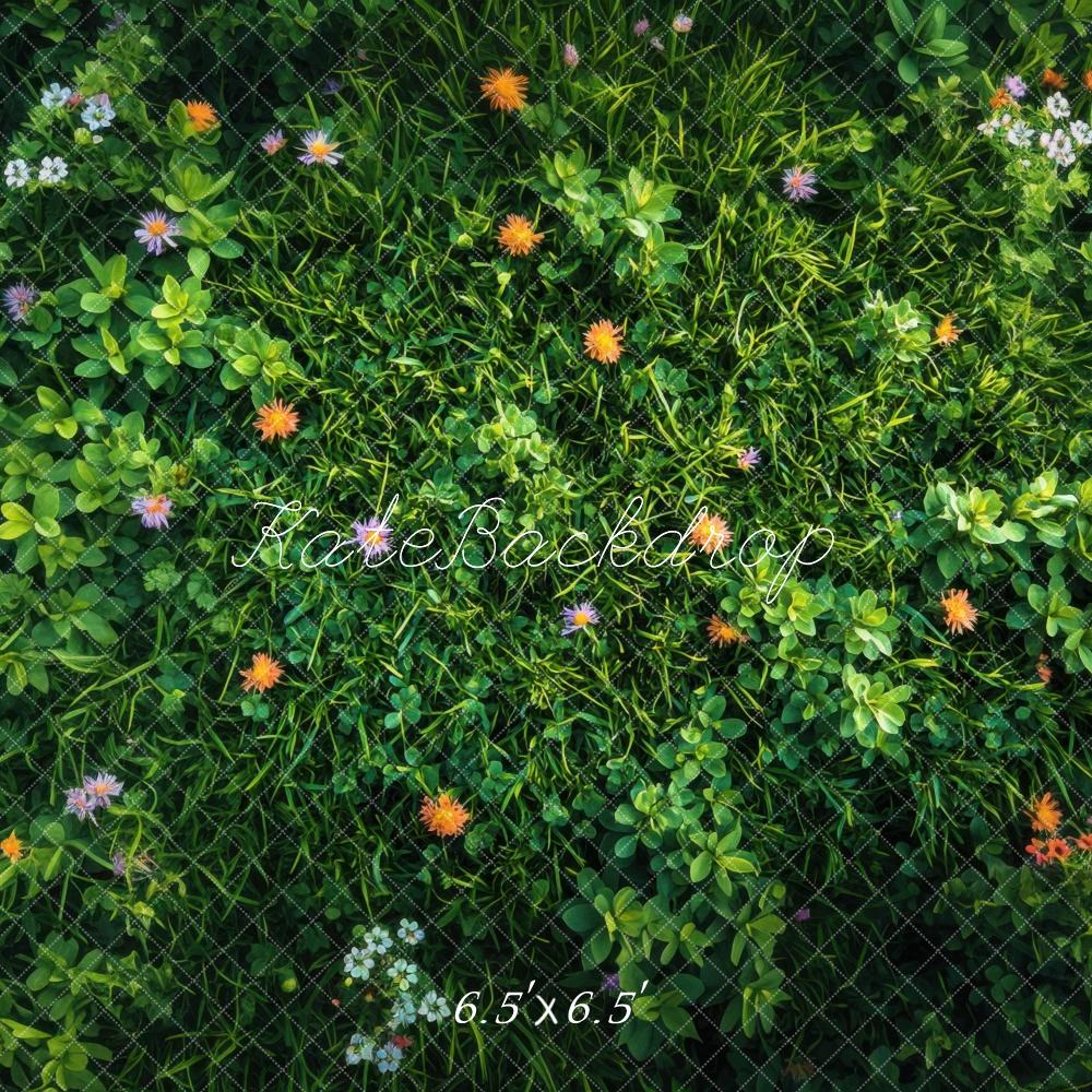 Kate Spring Floral Greenery Grass Floor Backdrop Designed by Mini MakeBelieve