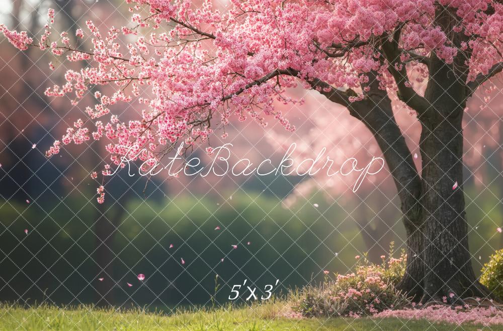 Kate Spring Pink Cherry Blossom Tree Flower Branches Backdrop Designed by Emetselch