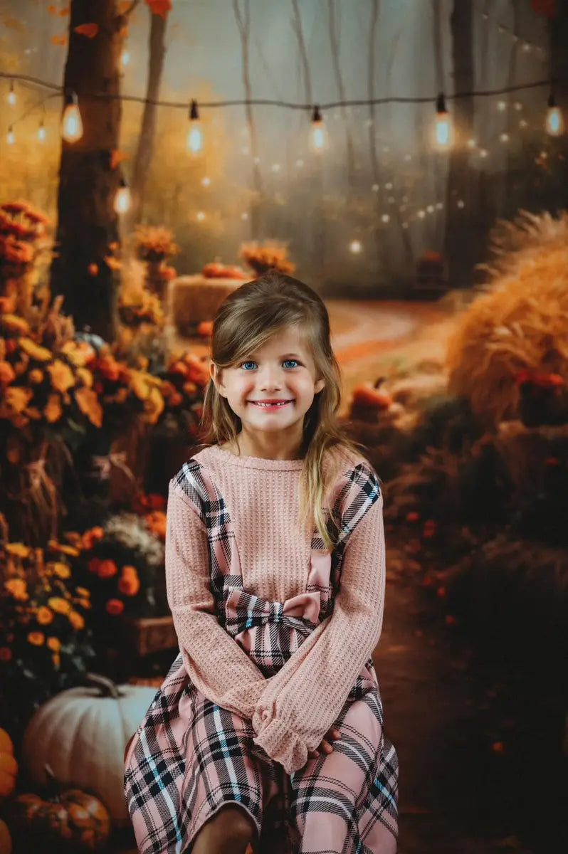 Kate Halloween Pumpkin Outdoor Maple Forest Path Backdrop Designed by Emetselch