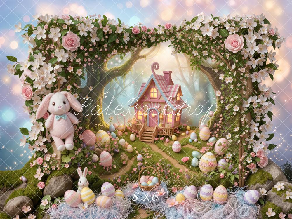 Kate Easter Bunny Flower Arch Cottage Pastel Eggs Backdrop Designed by Emetselch