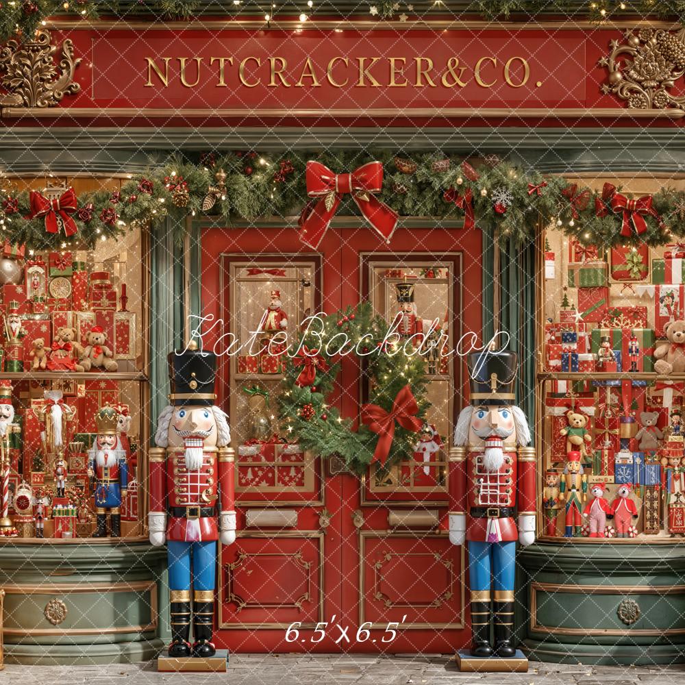 Kate Christmas Nutcracker Toy Store Red Doorway Backdrop Designed by Emetselch