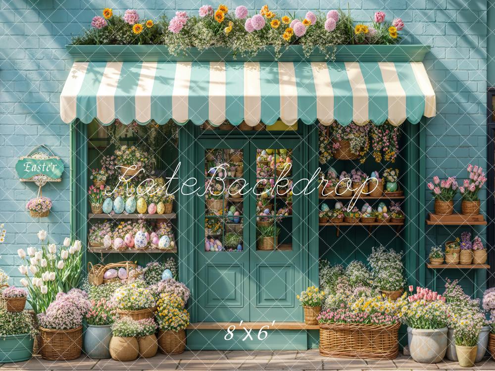 Kate Easter Blue Flower Shop Backdrop Designed by Emetselch