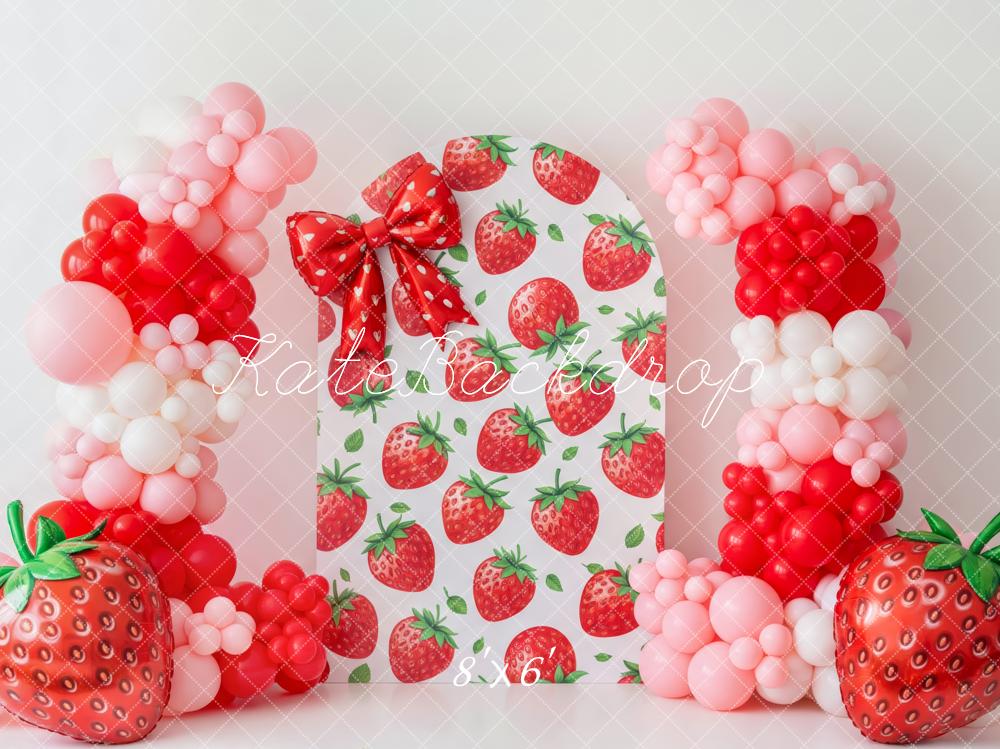 Kate Cake Smash Strawberry Balloon Arch Backdrop Designed by Patty Roberts