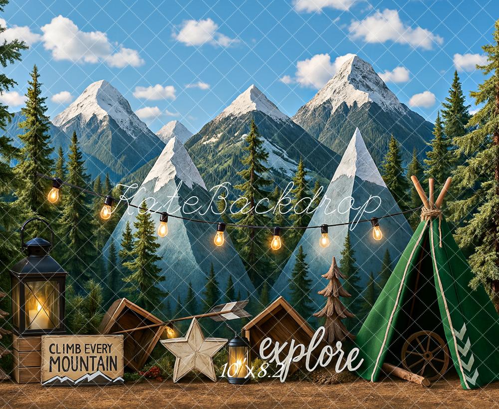 Fondo de Aventura en Montaña de Camping Designed by Ashley Paul