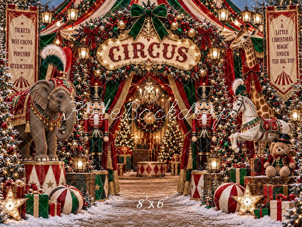 Kate Christmas Circus Animals Arch Nutcracker Printed Backdrop Designed by Ashley Paul