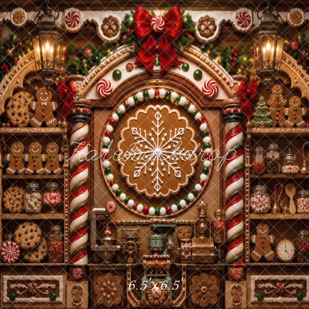 Kate Christmas Gingerbread Candy Cookie Wall Printed Backdrop Designed by Vertigo Productions