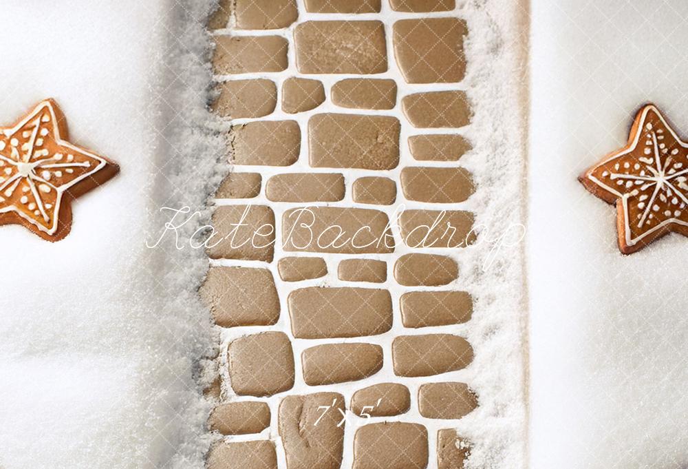 Kate Christmas Gingerbread Lane Path Star Cookies Cobblestone Floor Backdrop Designed by Mandy Ringe Photography