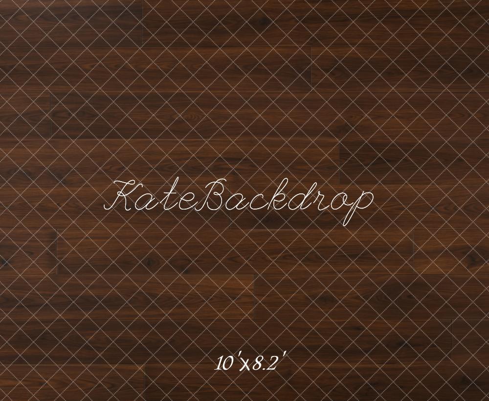 Kate Dark Brown Wood Floor Printed Backdrop Designed by Emetselch