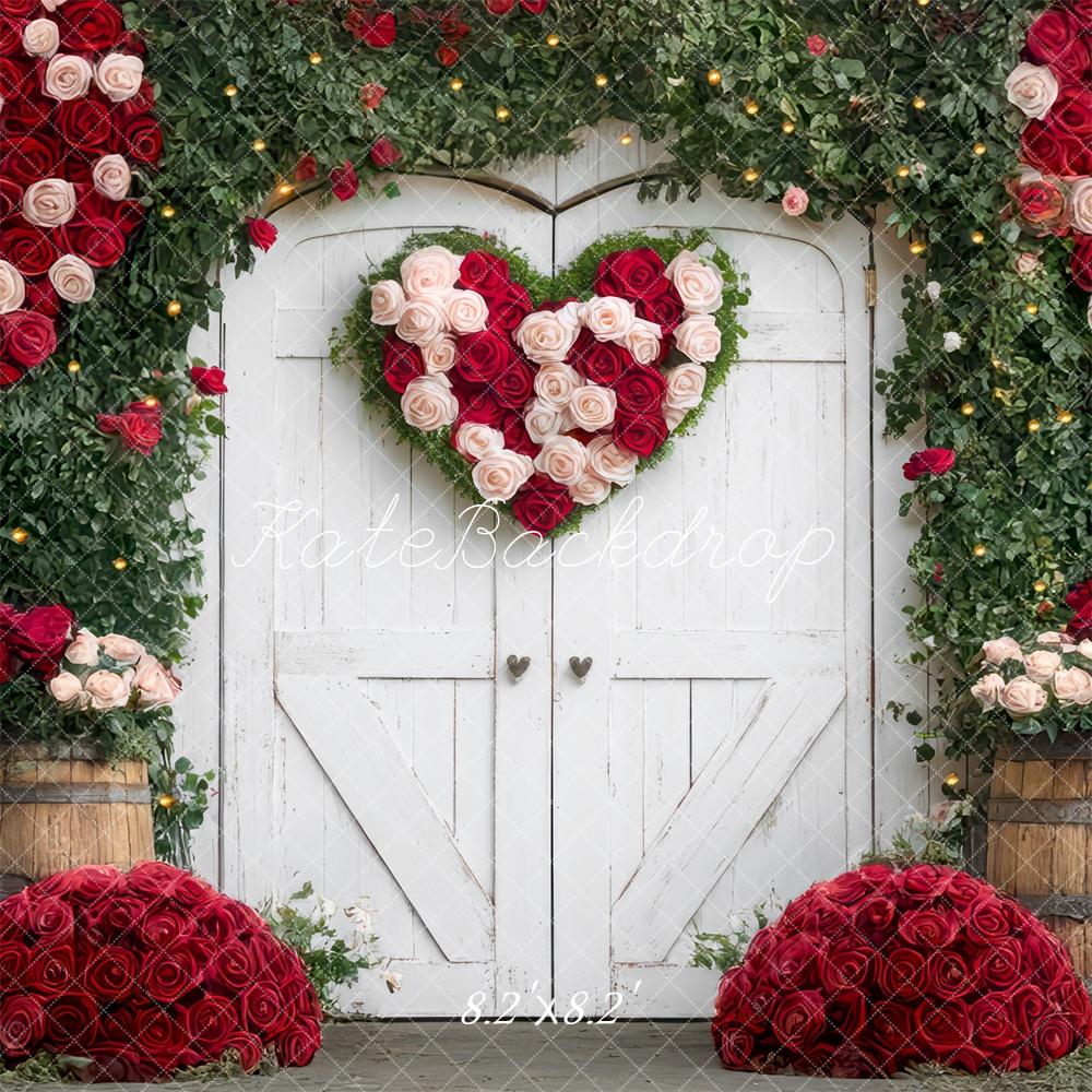 Kate Valentine Floral Heart Barn Door Backdrop Designed by Mini MakeBelieve