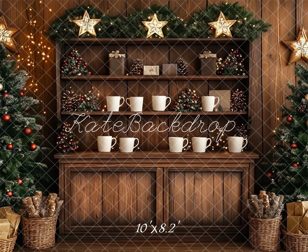 Kate Christmas Tree Stars Rustic Wood Cabinet Backdrop Designed by Patty Roberts