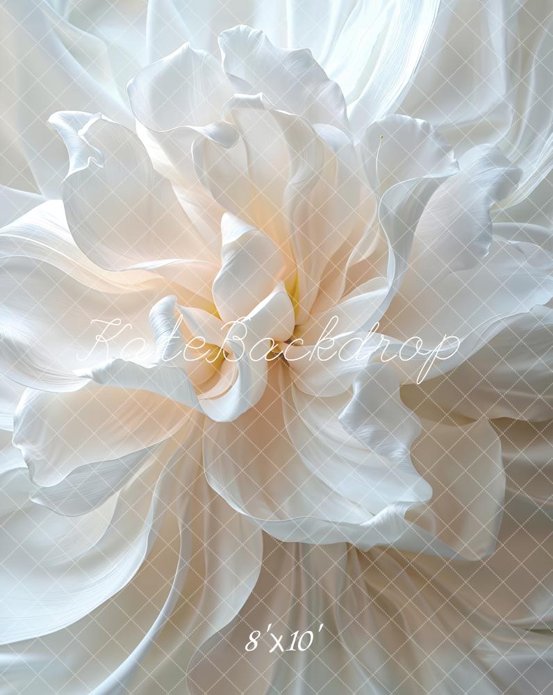 Witte Bloem Satijn Foto Achtergrond Designed by Emetselch