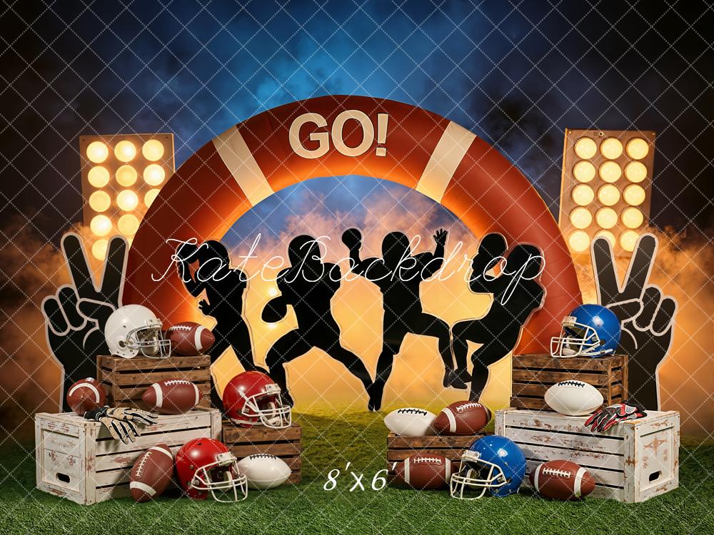 Kate Sports Football Stadium Arch Crates Helmets Silhouettes Backdrop Designed by Emetselch