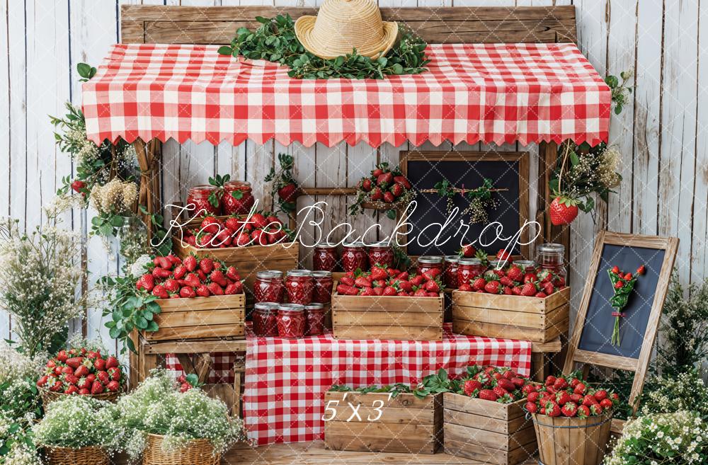 Spring Strawberry Market Stand Foto Achtergrond Designed by Emetselch
