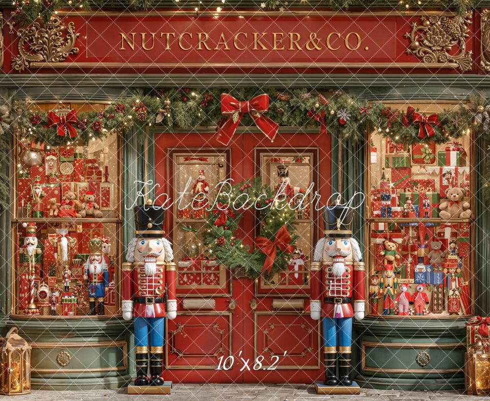 Kate Christmas Nutcracker Toy Store Red Doorway Backdrop Designed by Emetselch