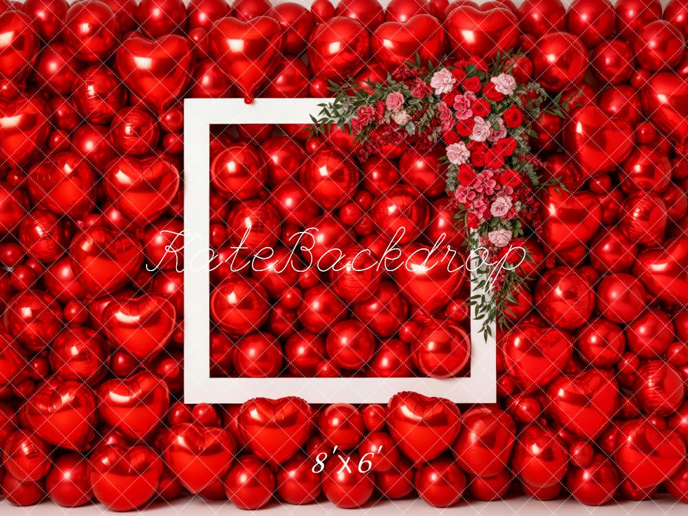 Kate Valentine's Day Red Heart Balloons Frame Flower Arch Backdrop Designed by Patty Roberts