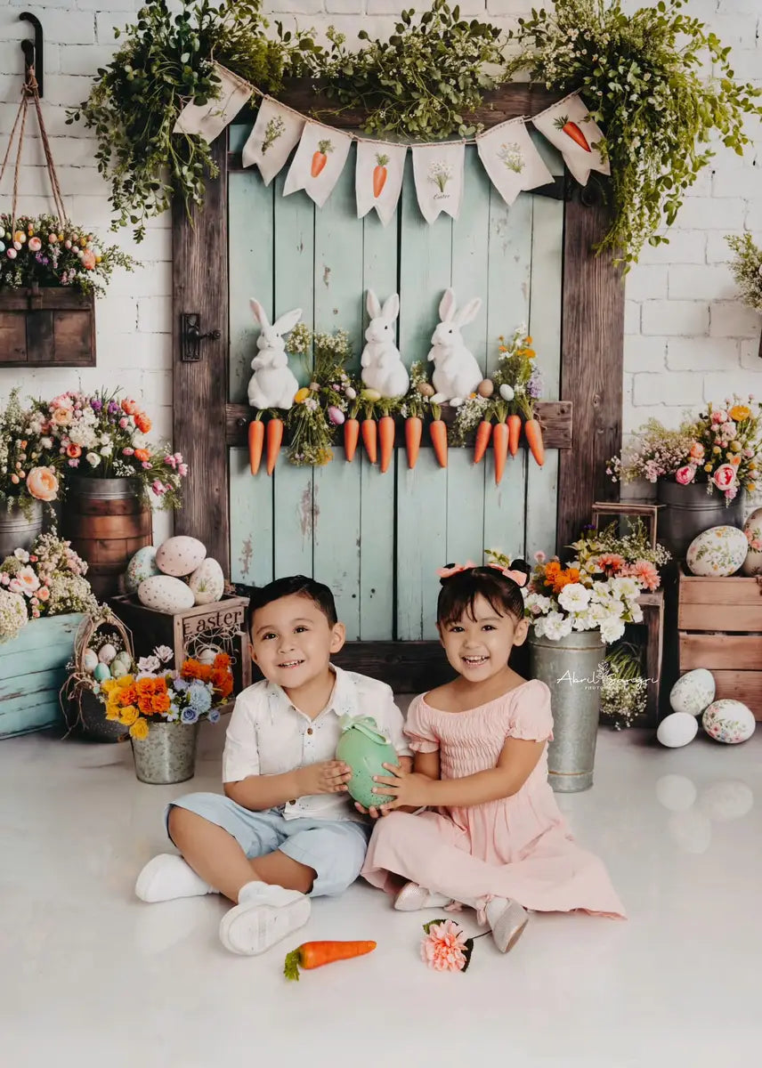 Easter Bunny Carrots Puerta Fondo de Madera Designed by Emetselch