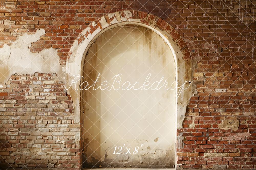 Kate Vintage Brick Wall Arch Printed Backdrop Designed by Emetselch