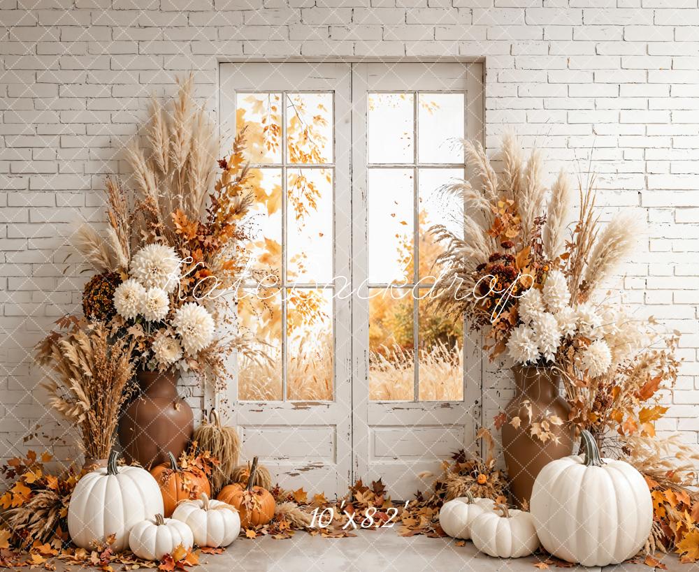 Fondo de Ventana Floral de Calabaza Acogedora de Otoño Designed by Emetselch