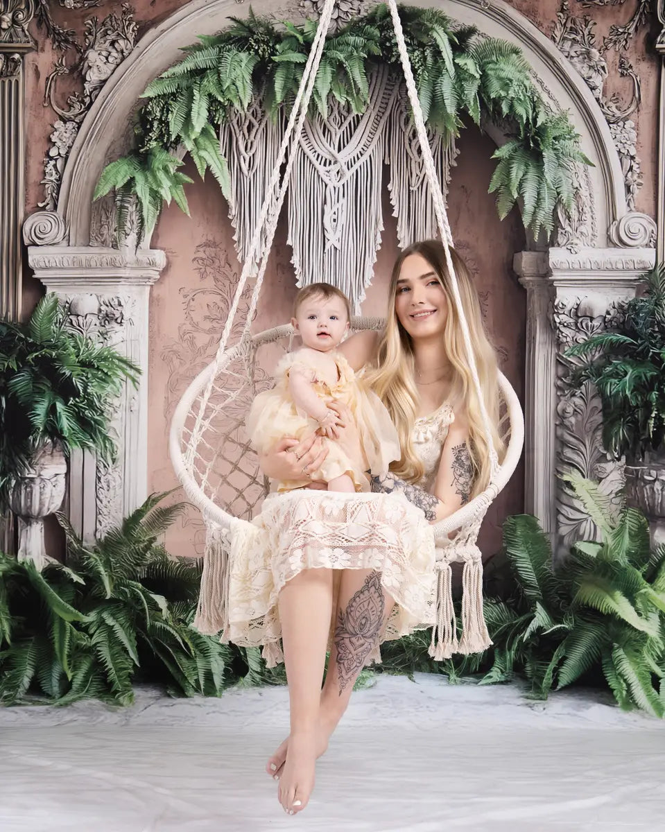 Kate Sweep Boho Tropical Arch Ferns Backdrop Designed by Mini MakeBelieve