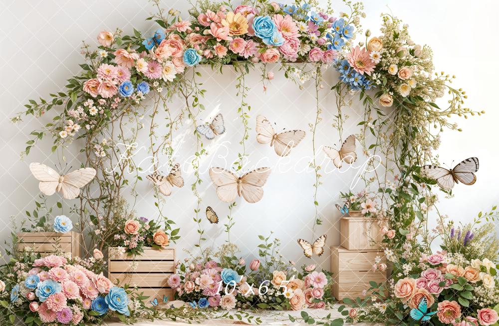 Spring Bloemen Boog Vlinder Foto Achtergrond Designed by Emetselch