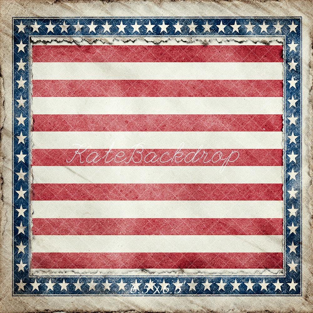Kate Independence Day Vintage Red White Blue Stars Stripes Border Backdrop Designed by Angela Miller