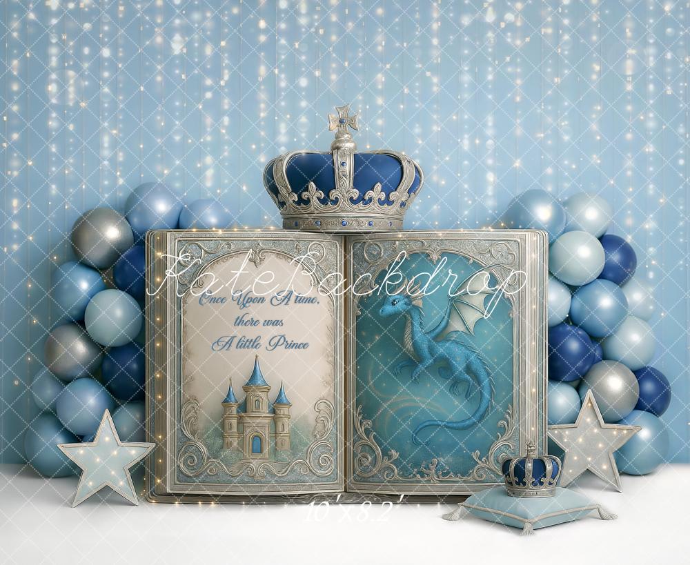Kate Cake Smash Little Prince Crown Book Printed Backdrop Designed by Ashley Paul