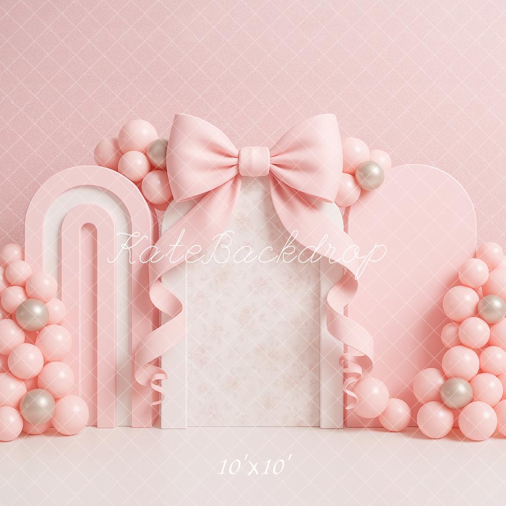 Fondo de globo rosa de Kate Cake Smash Bow diseñado por Ashley Paul