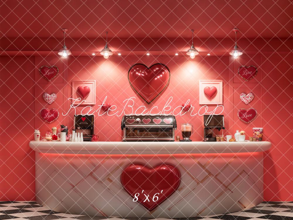 Valentine Coffee Bar Rode Hart Foto Achtergrond Designed by Emetselch