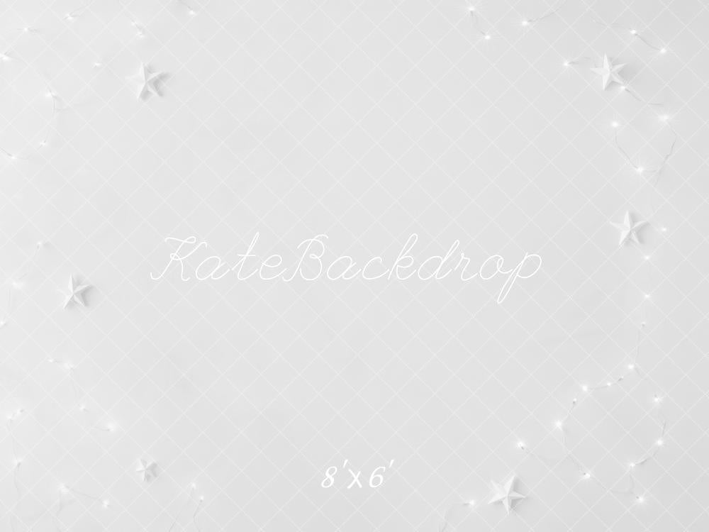 Kate White Origami Stars String Lights Floor Printed Backdrop Designed by Mini MakeBelieve