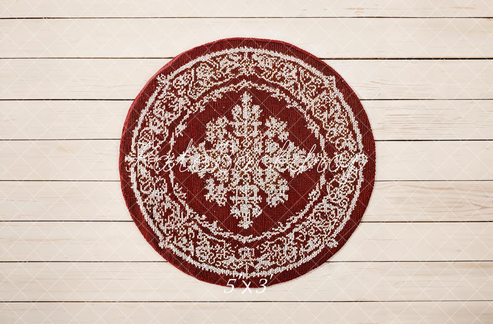 Kate Vintage Red Rug Floor Printed Backdrop Designed by Emetselch