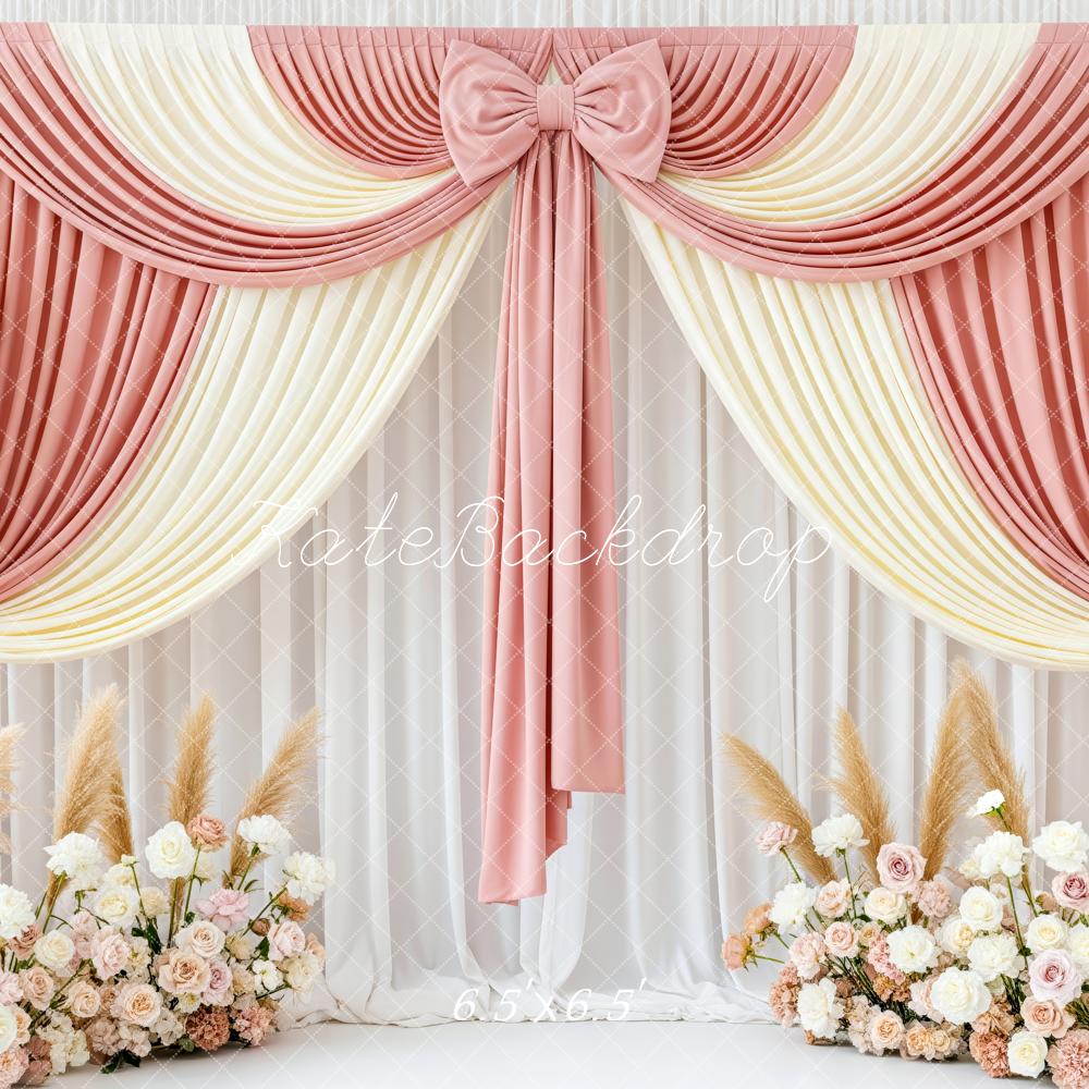 Kate Mother's Day Blush Pink Drapes Flower Arch Pampas Grass Backdrop Designed by Patty Roberts
