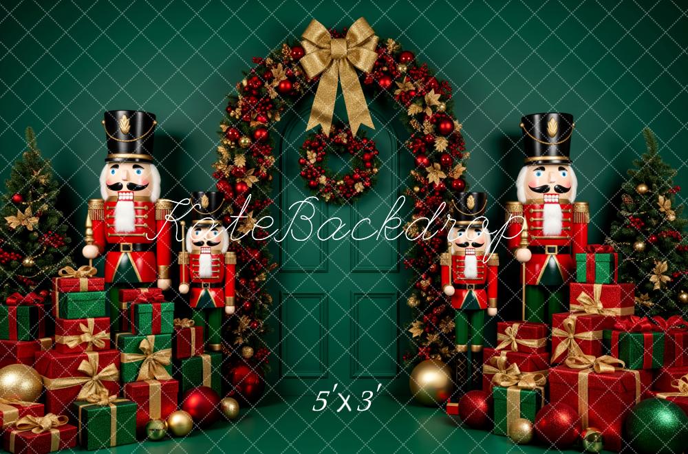 Kate Christmas Nutcracker Garland Gift Boxes Green Backdrop Designed by Patty Roberts