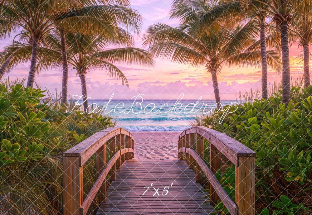 Fondo de Palmera Tropical al Atardecer en la Playa Diseñado por Emetselch