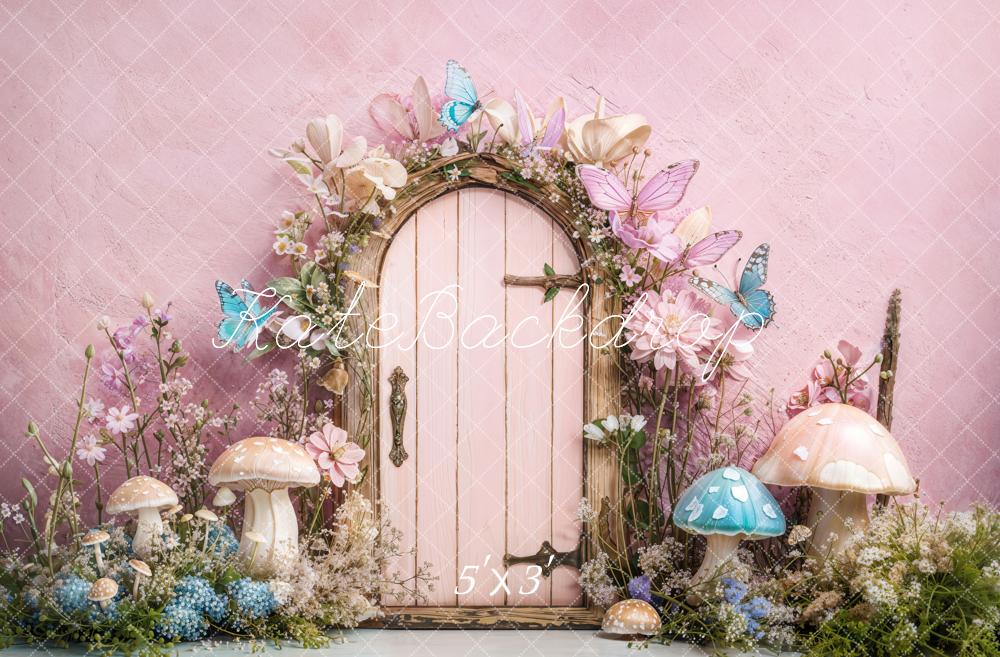 Kate Fairy Tale Door Mushrooms Butterfly Backdrop Designed by Emetselch