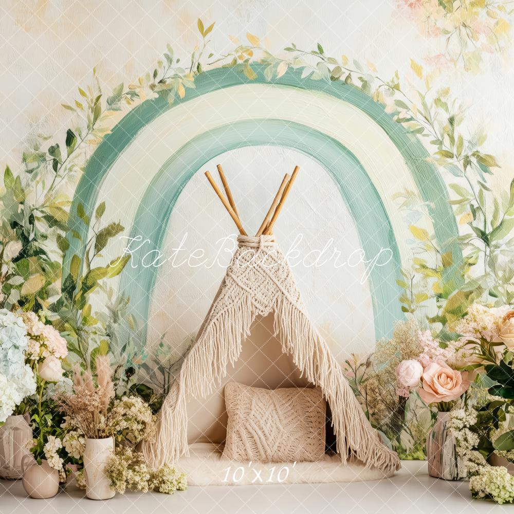 Kate Boho Green Arch Teepee Backdrop Designed by Patty Roberts