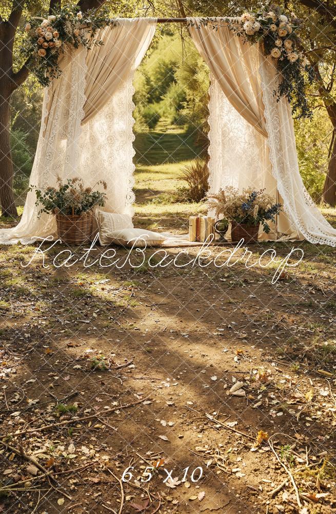 Kate Mother's Day Floral Arch Lace Curtain Outdoor Pathway Backdrop Designed by Emetselch