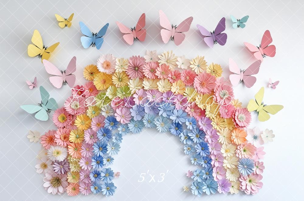 Kate Cake Smash Paper Rainbow Butterfly Backdrop Designed by Kerry Anderson