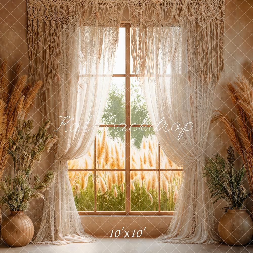 Kate Boho Window Pampas Grass Backdrop Designed by Emetselch