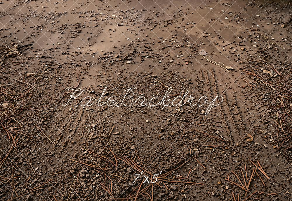 Kate Brown Dirt Gravel Tire Track Floor Printed Backdrop Designed by Kate Image