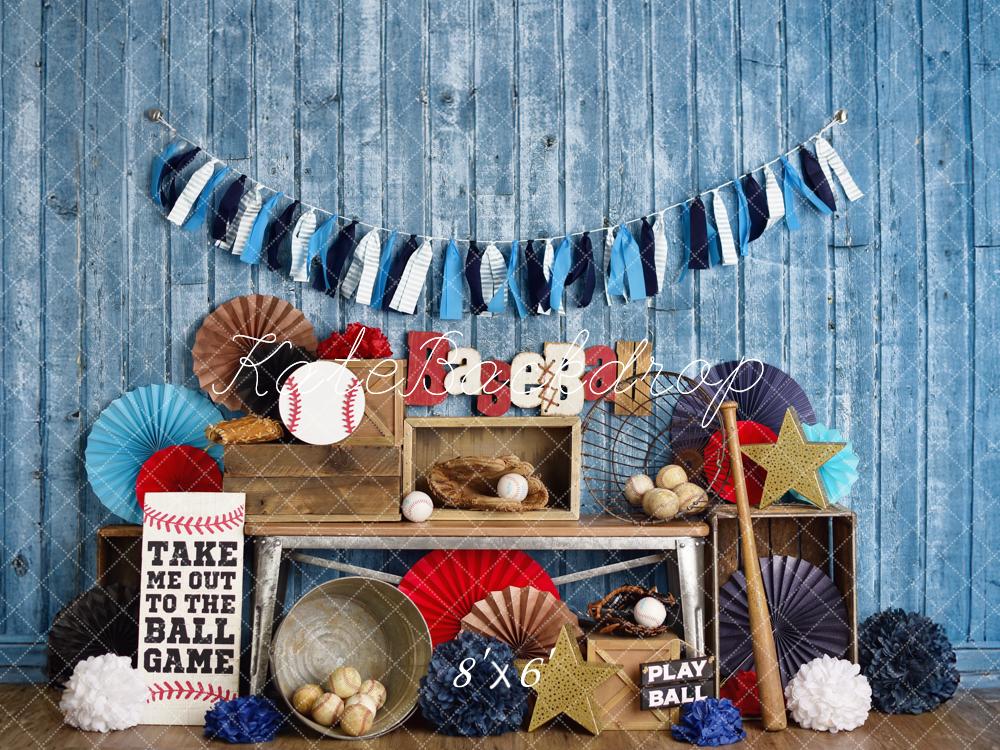 Kate Sports Baseball Rustic Blue Backdrop Designed by Mandy Ringe Photography