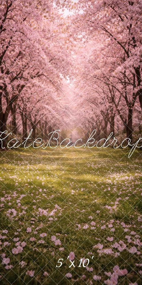 Kate Sweep Spring Pink Cherry Blossom Path Printed Backdrop Designed by Vertigo Productions