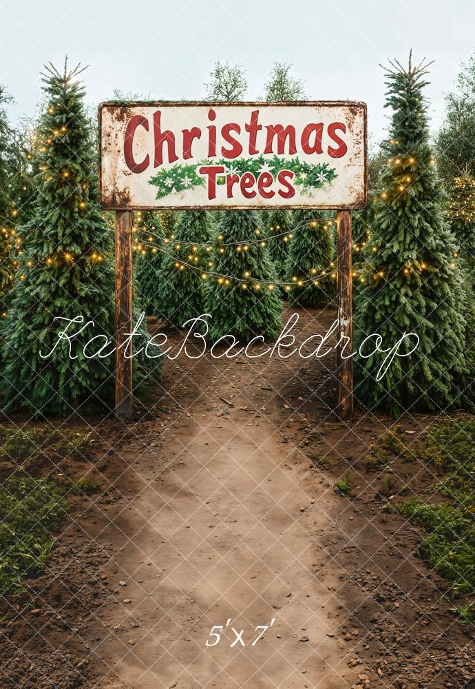 Kate Christmas Trees Farm Path Backdrop Designed by Emetselch