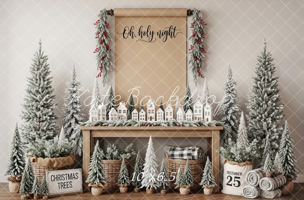 Kate Christmas Snowy Trees Garland Village Table Backdrop Designed by Patty Roberts