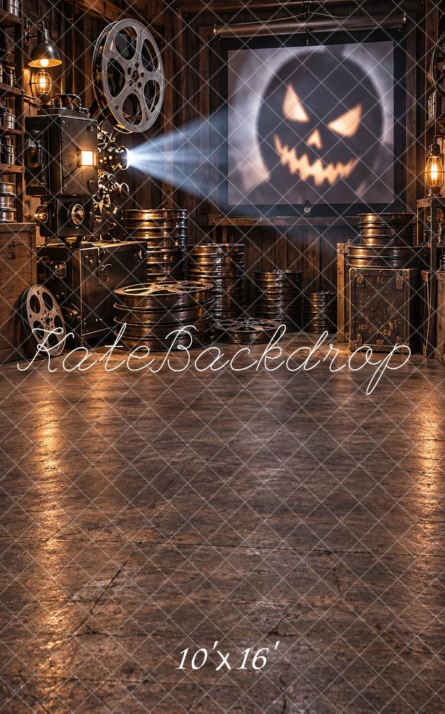 Kate Sweep Film Projector Reels Pumpkin Haunted Printed Backdrop Designed by Vertigo Productions